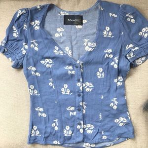 Reformation sky-blue button-down top XS in great condition